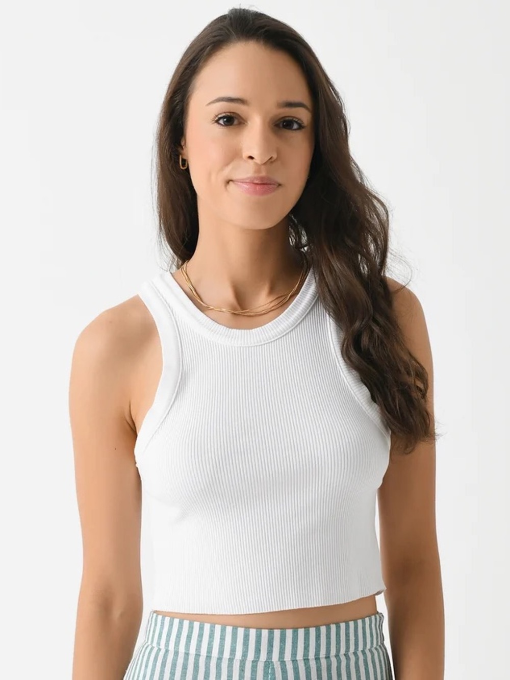 Agolde Bailey Cropped Cut Off White Organic Cotton Ribbed Tank Top EUC Size S